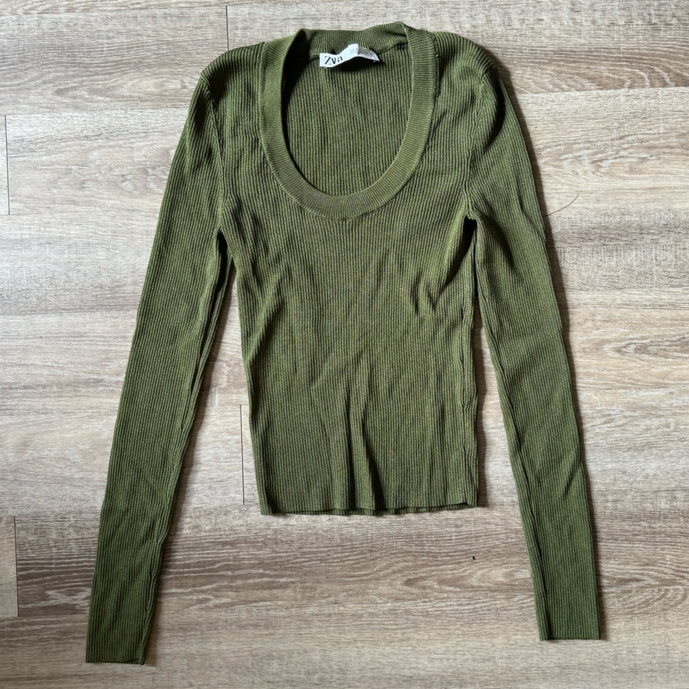 Zara ribbed bodycon long sleeve top